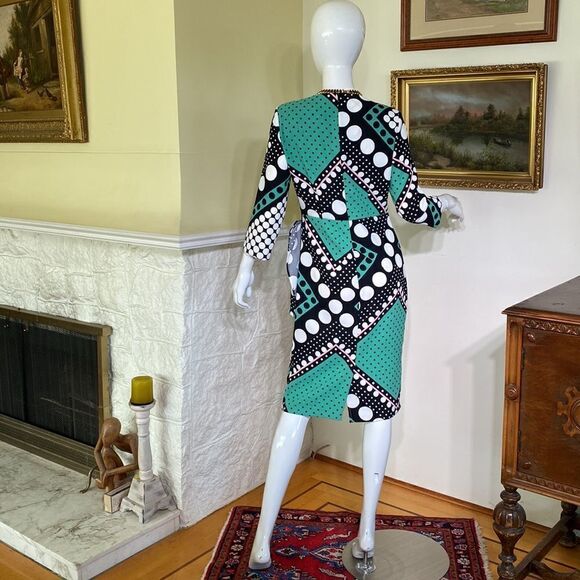 Vintage M&S Polka Dot Faux Wrap Dress - Picture 3 of 13